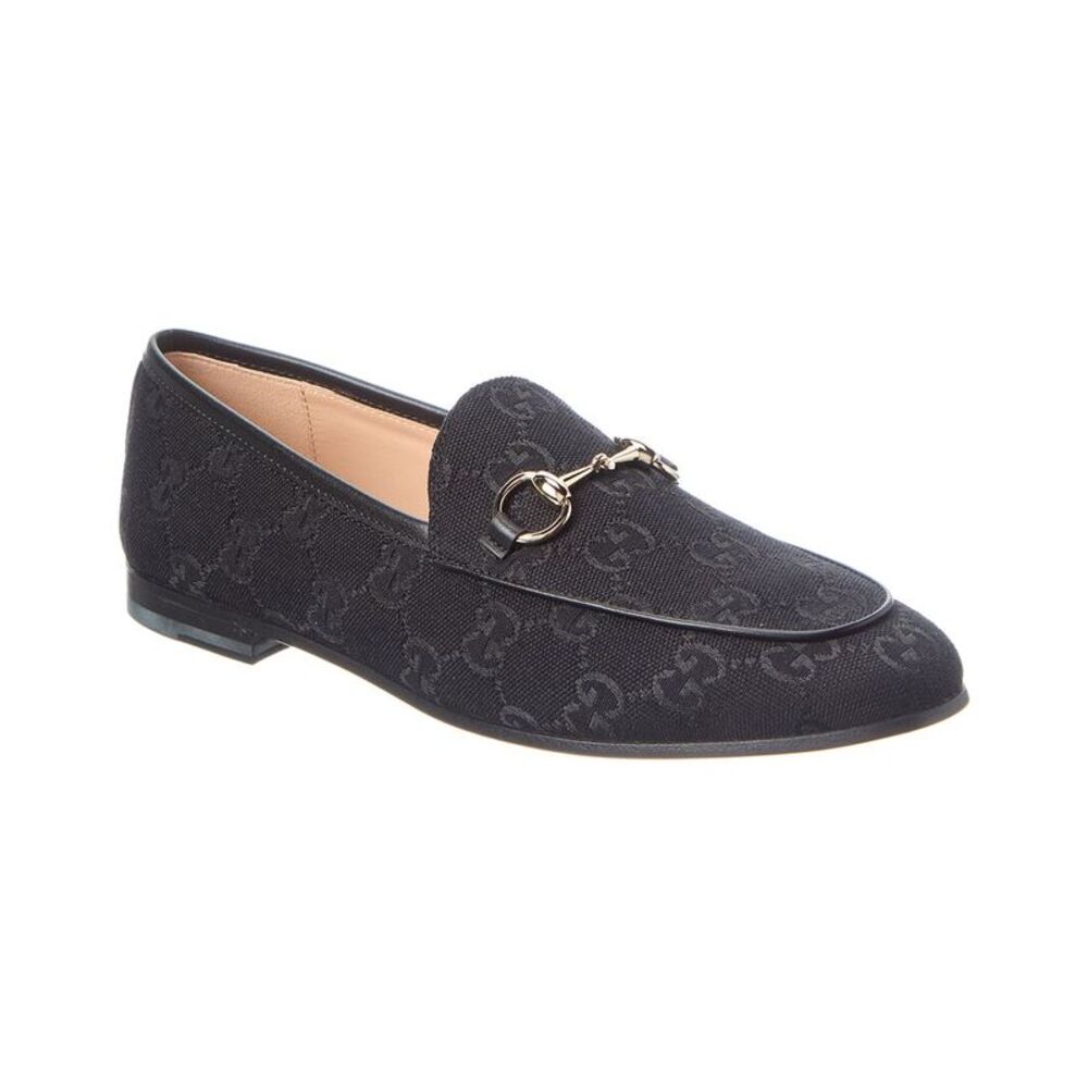 Gucci Jordaan Horsebit Gg Supreme Canvas Loafer, Black